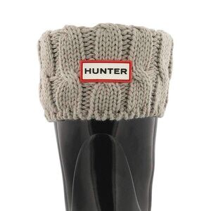 Black Hunter Boots Tall -With Taupe Cable Knit Inserts